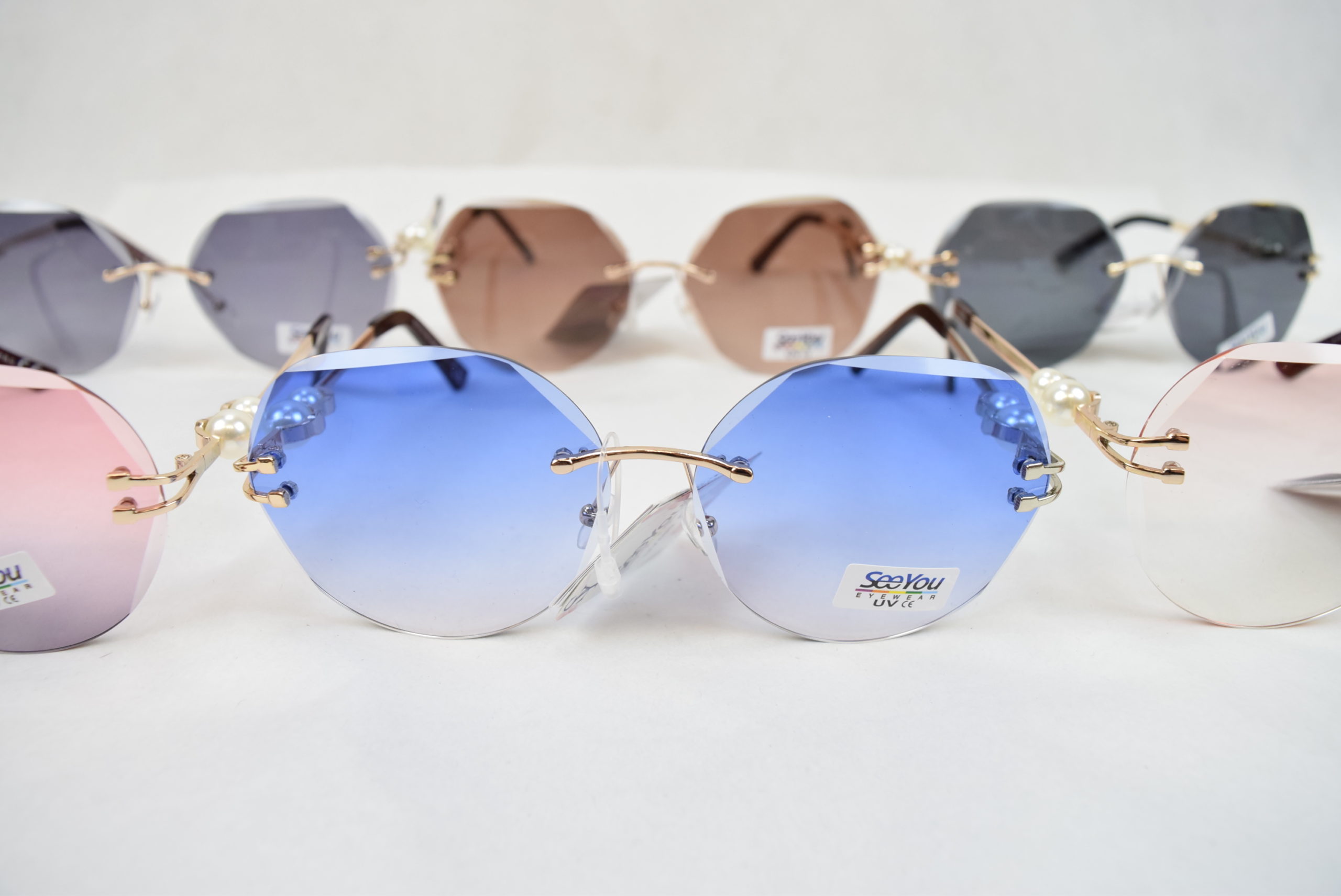 Lunette Soleil Femme Sans Cadre Forme Polygone (x12) - Grossiste France